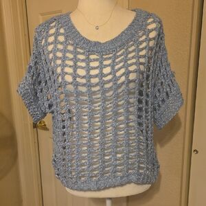 Open-Knit Blue Sweater